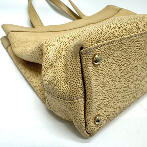 Authentic CHANEL CC Mark CC Bag Tote Bag Caviar Leather Beige - Picture 4 of 15
